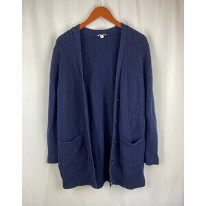 GAP Women's M Navy Blue Knit Button Front Cottagecore Chunky Coastal Cardigan